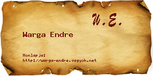 Warga Endre névjegykártya